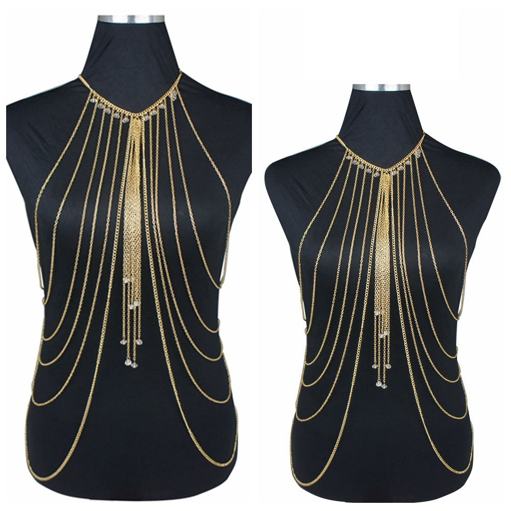 K Crystal Multi-layer Tassel Long Necklace Body Chains