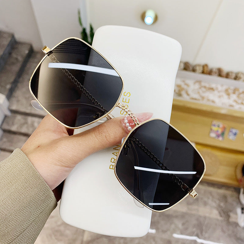 K Large Frame Frame Hollow Glasses Leg Sunglasses