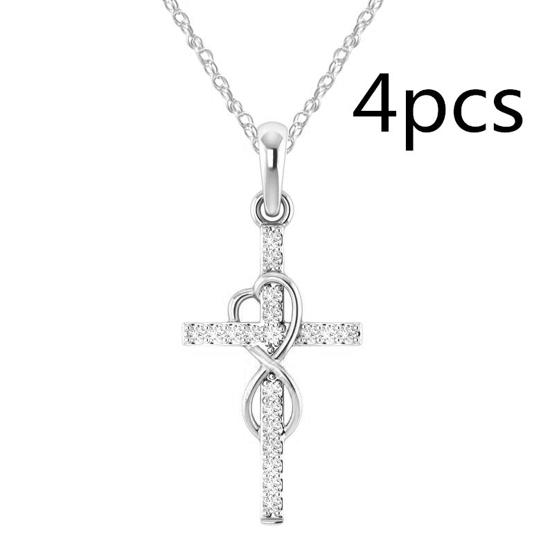 K Alloy Pendant With Diamond And Eight-character Cross Necklace