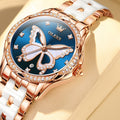 K Luminous Water-resistant Ceramic-band Quartz Watch For Women