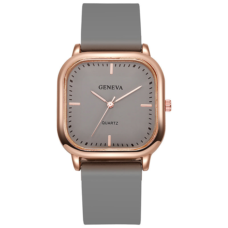 K Women's Silicone Strap Fashionable Rose Gold Watch