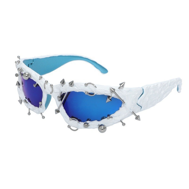 K Punk Decorative Rivets Trend Street Snap Glasses