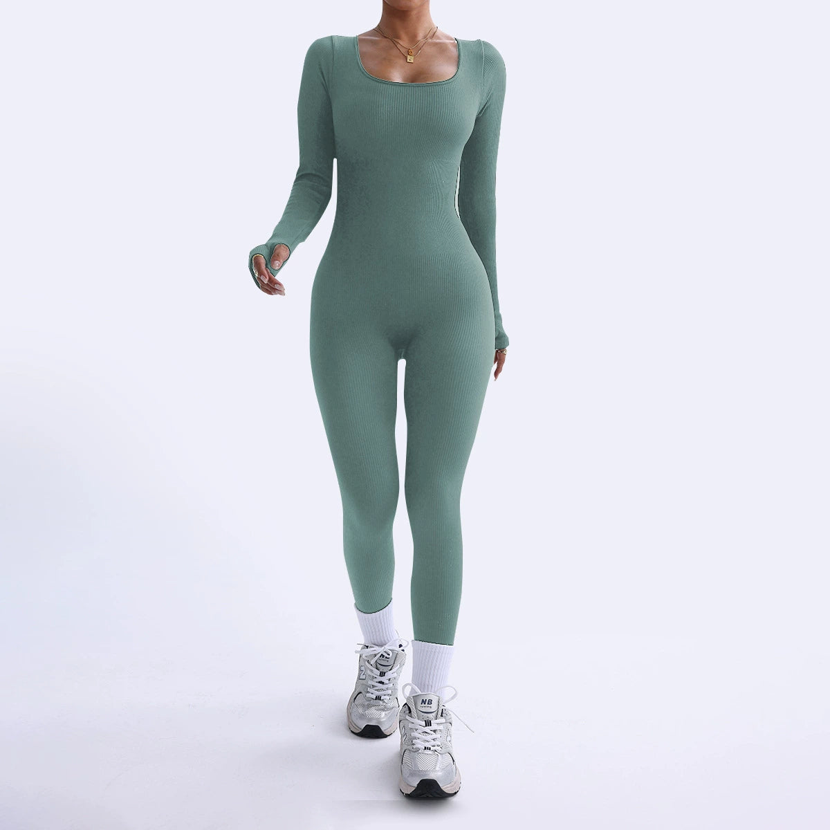 K Threaded Square Collar Buttocks Slim Jumpsuit