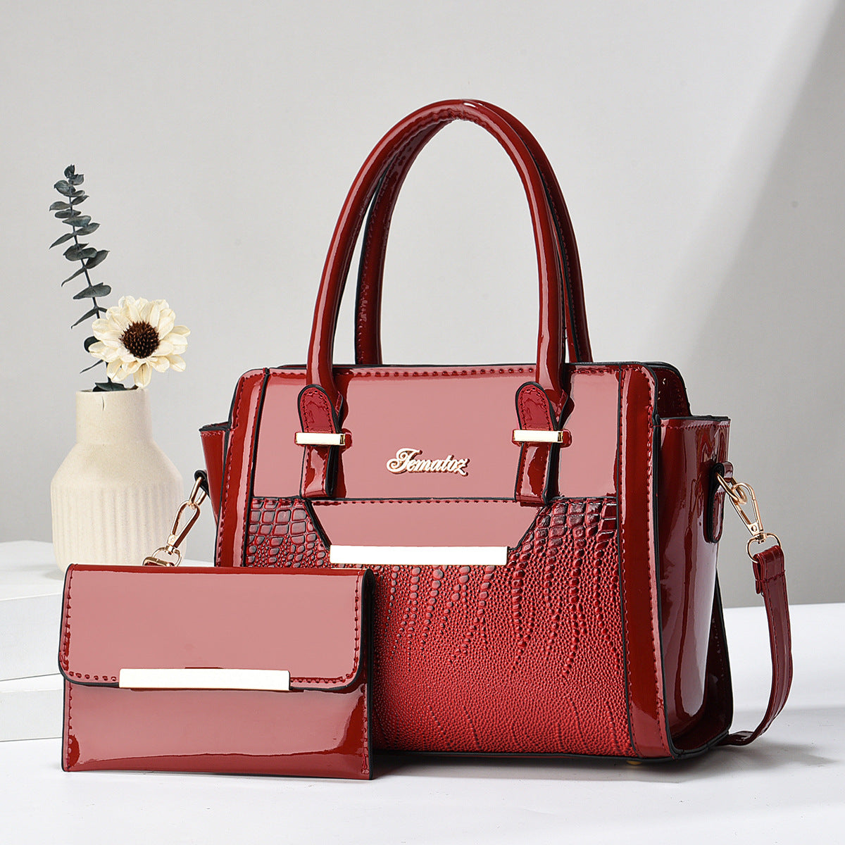 K Casual Womens Shoulder Bag Large-capacity Patent Leather Tote