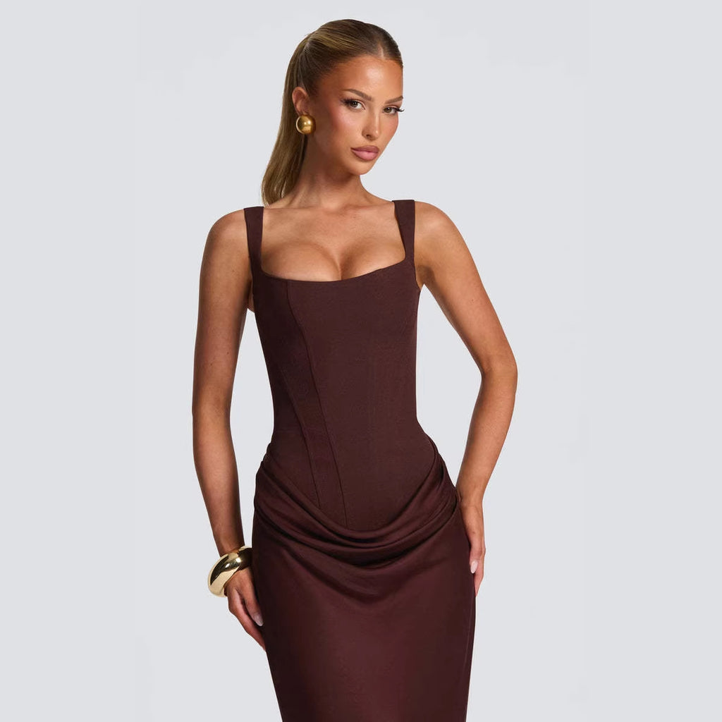 K Women's Strapless Sleeveless Sheath Maxi Dress