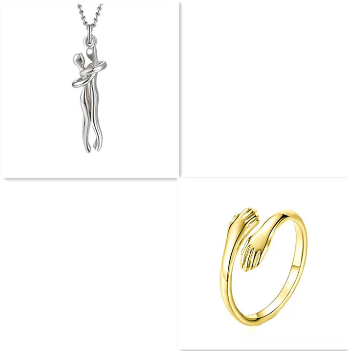 K Love Hug Necklace Unisex Men Women Couple