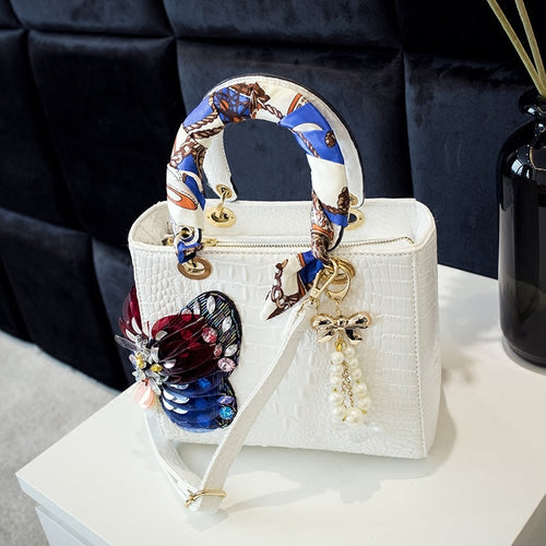K Chinese-style Butterfly Headdress With Diamonds And Colorful Rhinestones Crossbody Bag