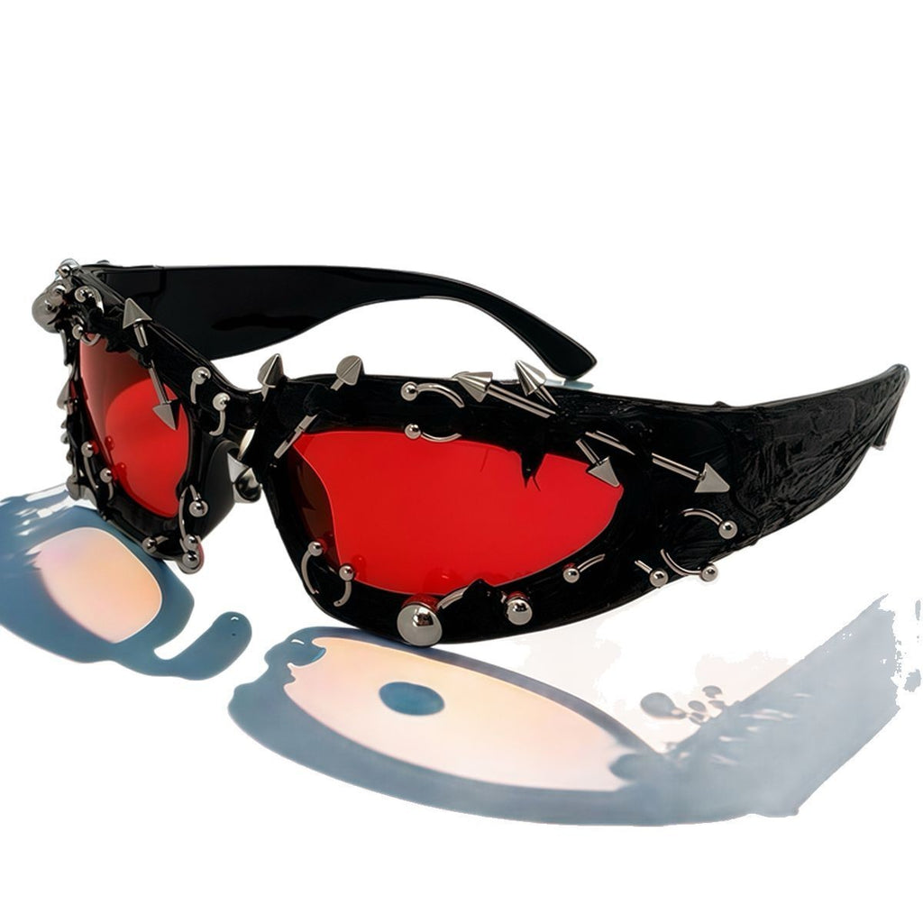 K Punk Decorative Rivets Trend Street Snap Glasses