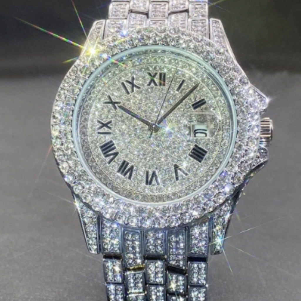 K Full Diamond High End Calendar Men's Quartz Watch Gentlemen's Watch