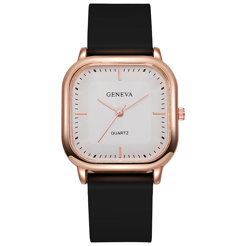 K Women's Silicone Strap Fashionable Rose Gold Watch