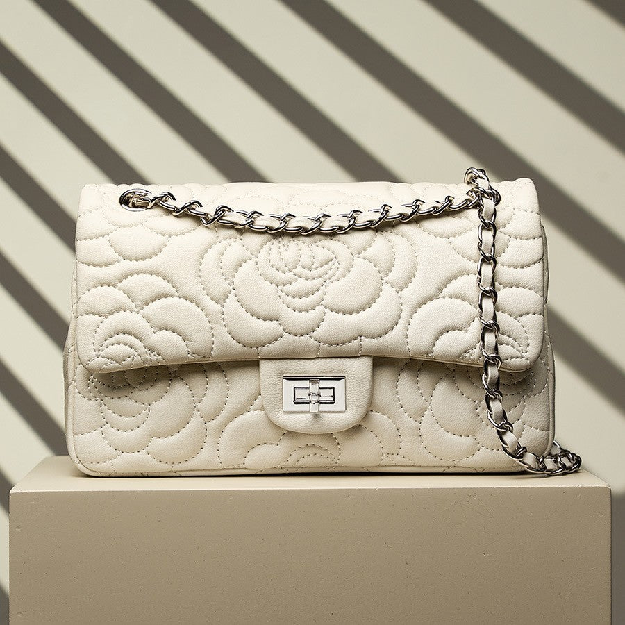 K Chanel-style Camellia Top-Grain Goat Skin Bag
