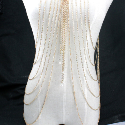 K Crystal Multi-layer Tassel Long Necklace Body Chains
