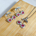 K Temperament Cherry Pendant Earrings Jewelry Set
