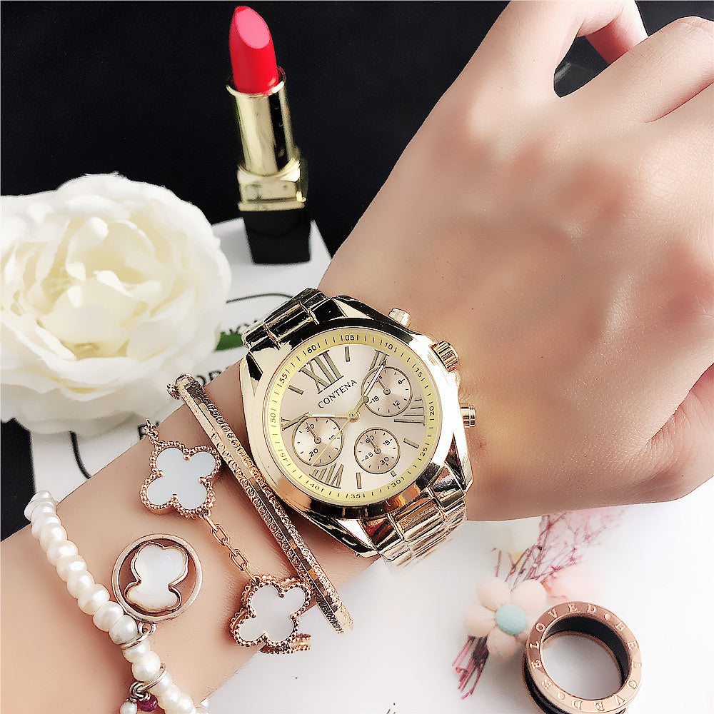 K Women's Fashion Diamond Quartz Mesh Strap Watch