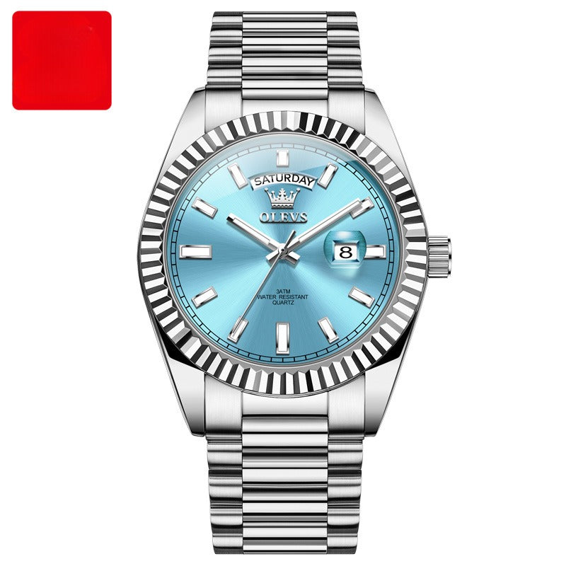 K Luminous Waterproof Business Steel Belt Wrist Watch