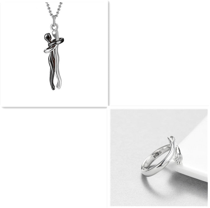 K Love Hug Necklace Unisex Men Women Couple