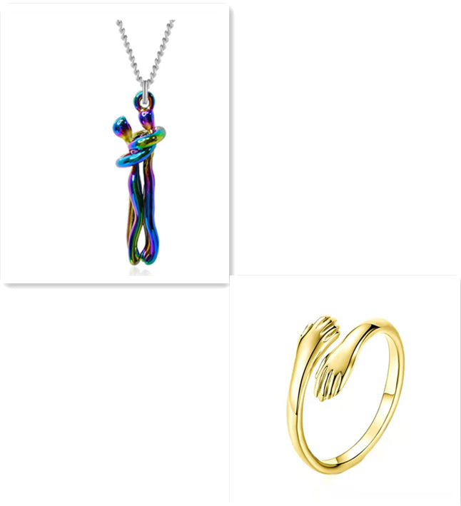 K Love Hug Necklace Unisex Men Women Couple