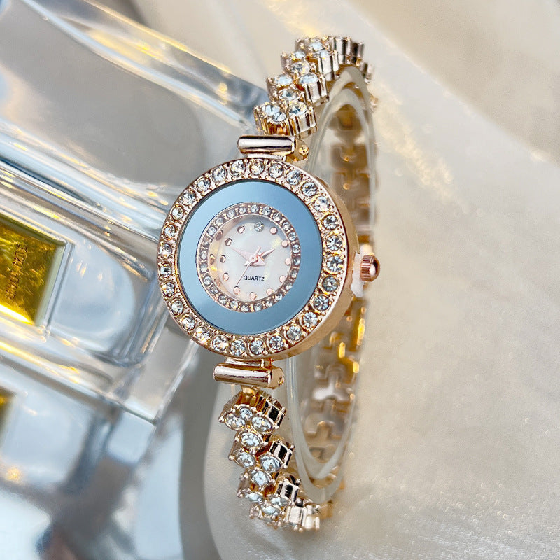 K Diamond-encrusted Glass Rhinestone Women's Quartz Watch