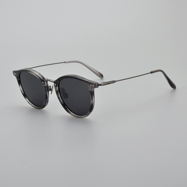 K Transparent Japanese Handmade Medium Gold Pure Titanium Polarized Sunglasses