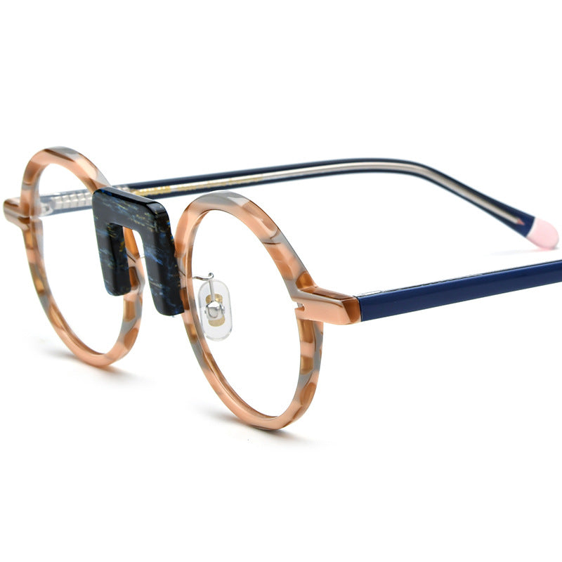 K Multi-color Mixed Material Round Sheet Eyeglass Frame Unisex Glasses