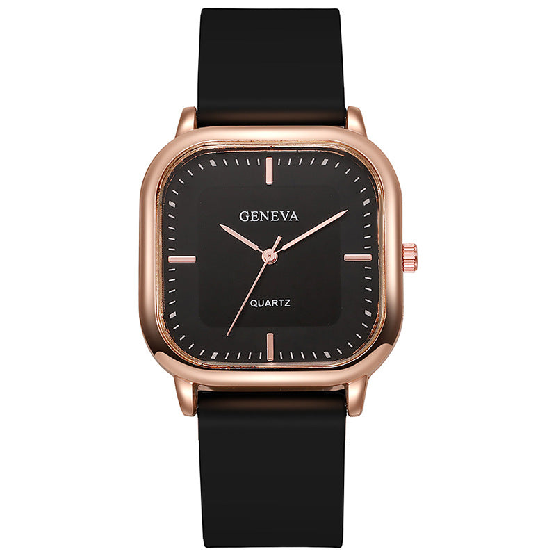 K Women's Silicone Strap Fashionable Rose Gold Watch