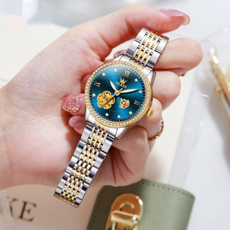 K Hollow Mechanical Watch Women's Steel Belt Waterproof