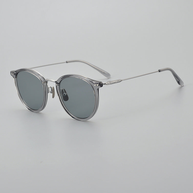 K Transparent Japanese Handmade Medium Gold Pure Titanium Polarized Sunglasses