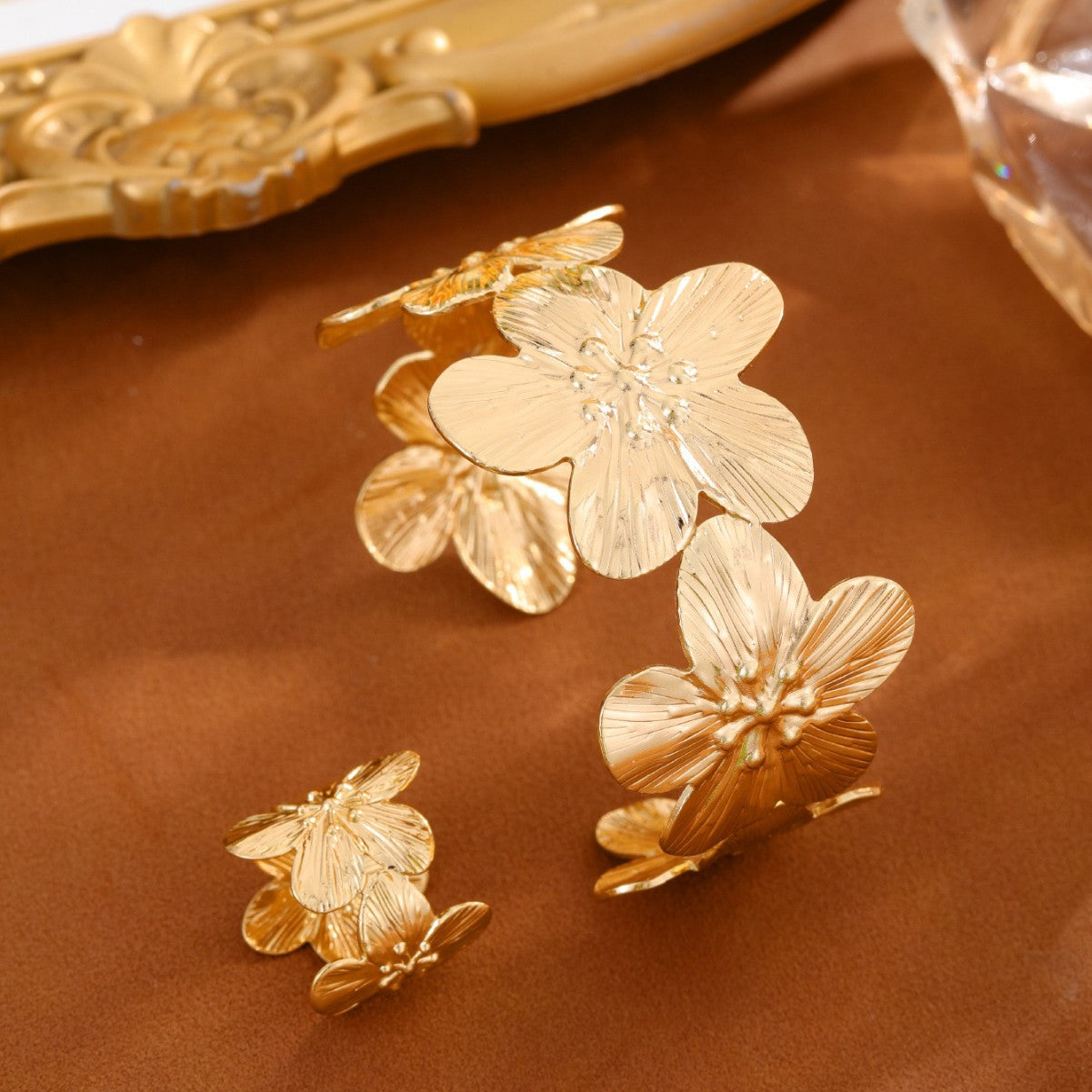 K Golden Flower Bracelet And Ring Set