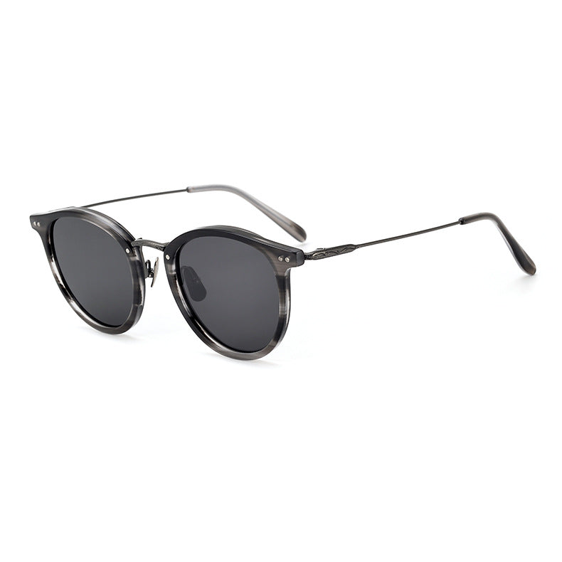 K Transparent Japanese Handmade Medium Gold Pure Titanium Polarized Sunglasses