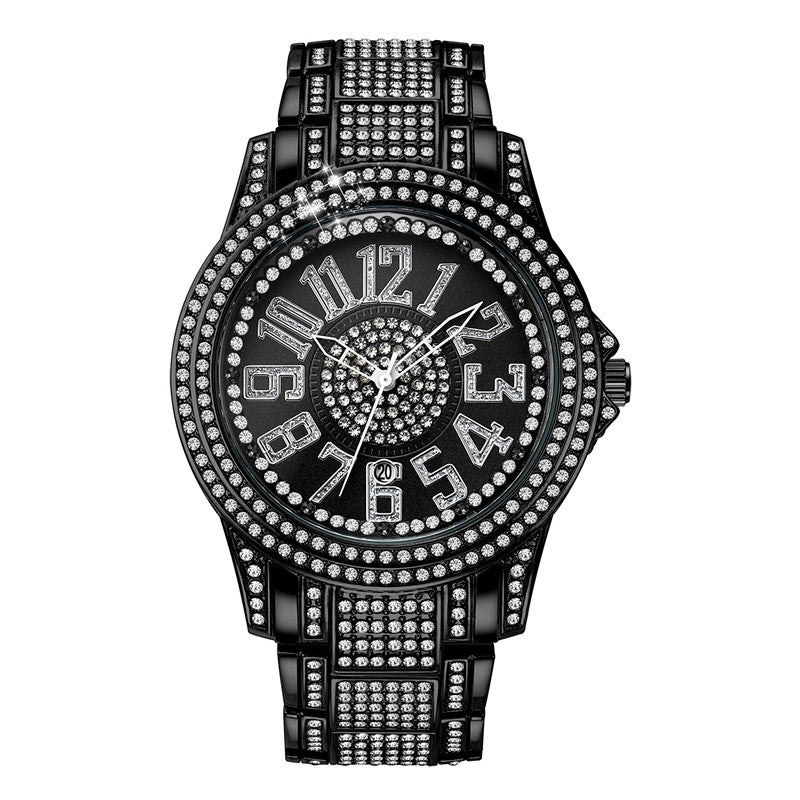 K Diamond Fashion Alloy Strap Date Quartz Watch