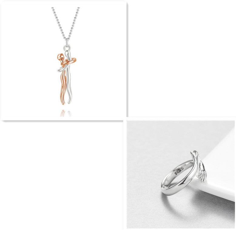 K Love Hug Necklace Unisex Men Women Couple