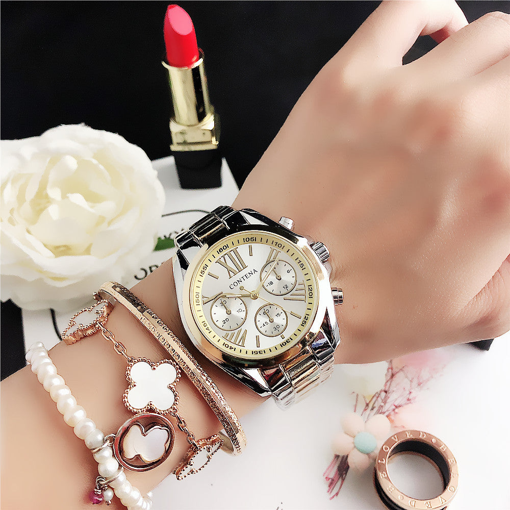 K Women's Fashion Diamond Quartz Mesh Strap Watch