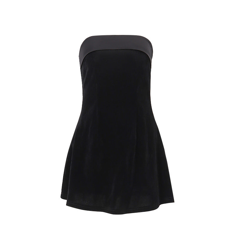 K Slim Tube-top Dress Fashion Zipper A-line