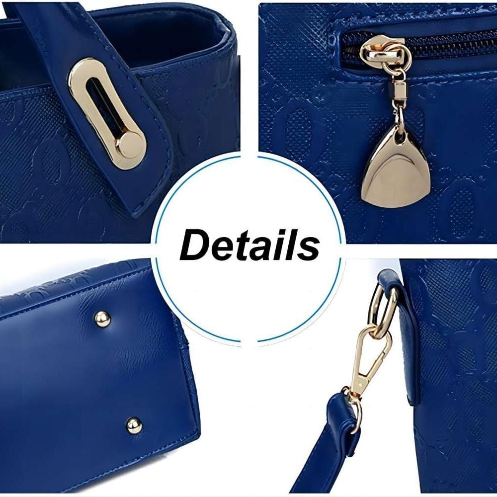 K Women 4Pcs Top Handle Satchel Hobo PU Leather Handbag Set Large Tote   Purse   Shoulder Bag   Card Holder