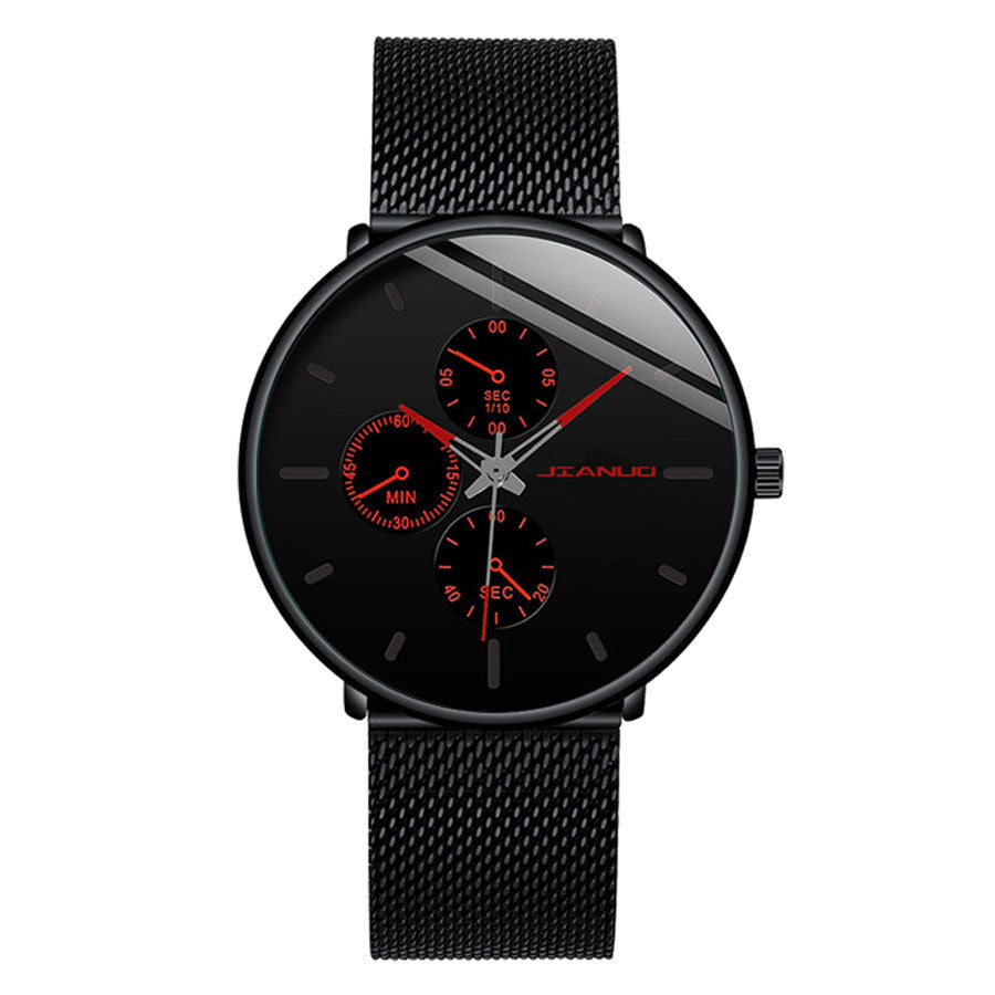 K Men's Mesh-band Quartz Casual Business Luminous Watch