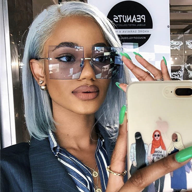 K New Square Rimless Metal Sunglasses