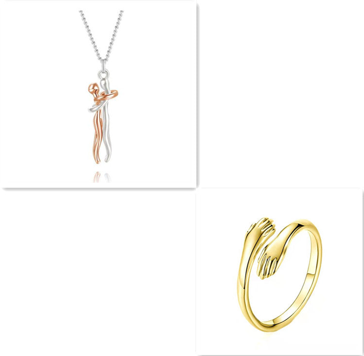 K Love Hug Necklace Unisex Men Women Couple