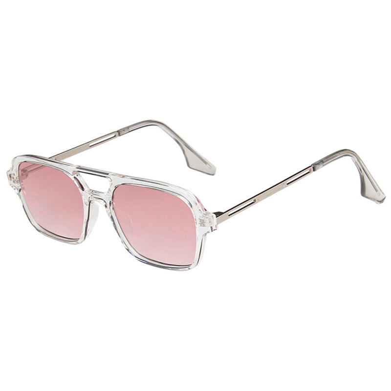 K Vintage Double Bridge Cutout Square Sunglasses