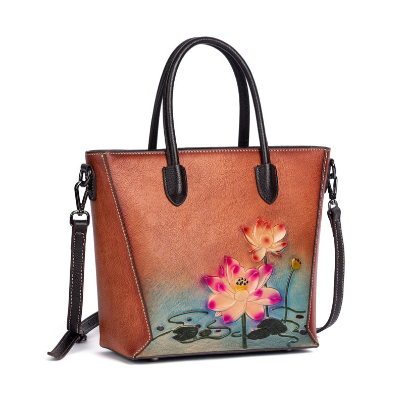 K Retro Women's First-Layer Cowhide Handbag