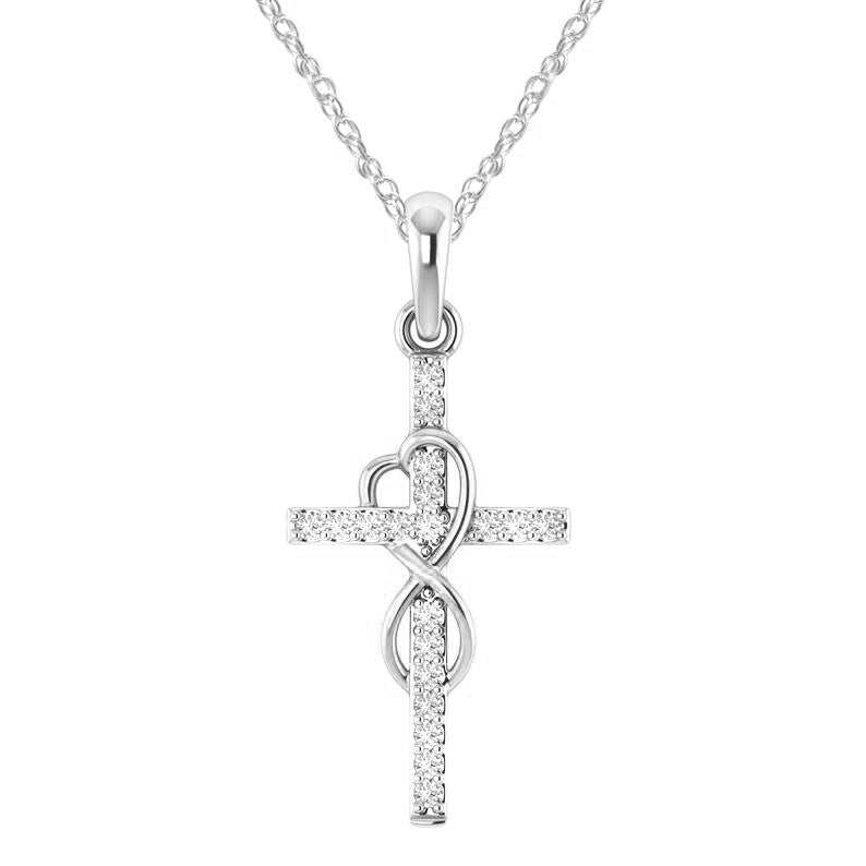 K Alloy Pendant With Diamond And Eight-character Cross Necklace