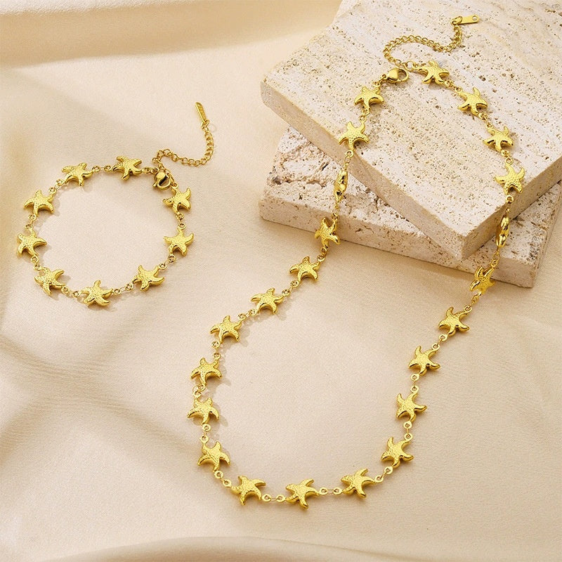 K Titanium Steel Necklace And Earring Jewelry Set