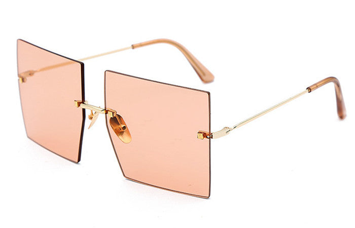 K New Square Rimless Metal Sunglasses