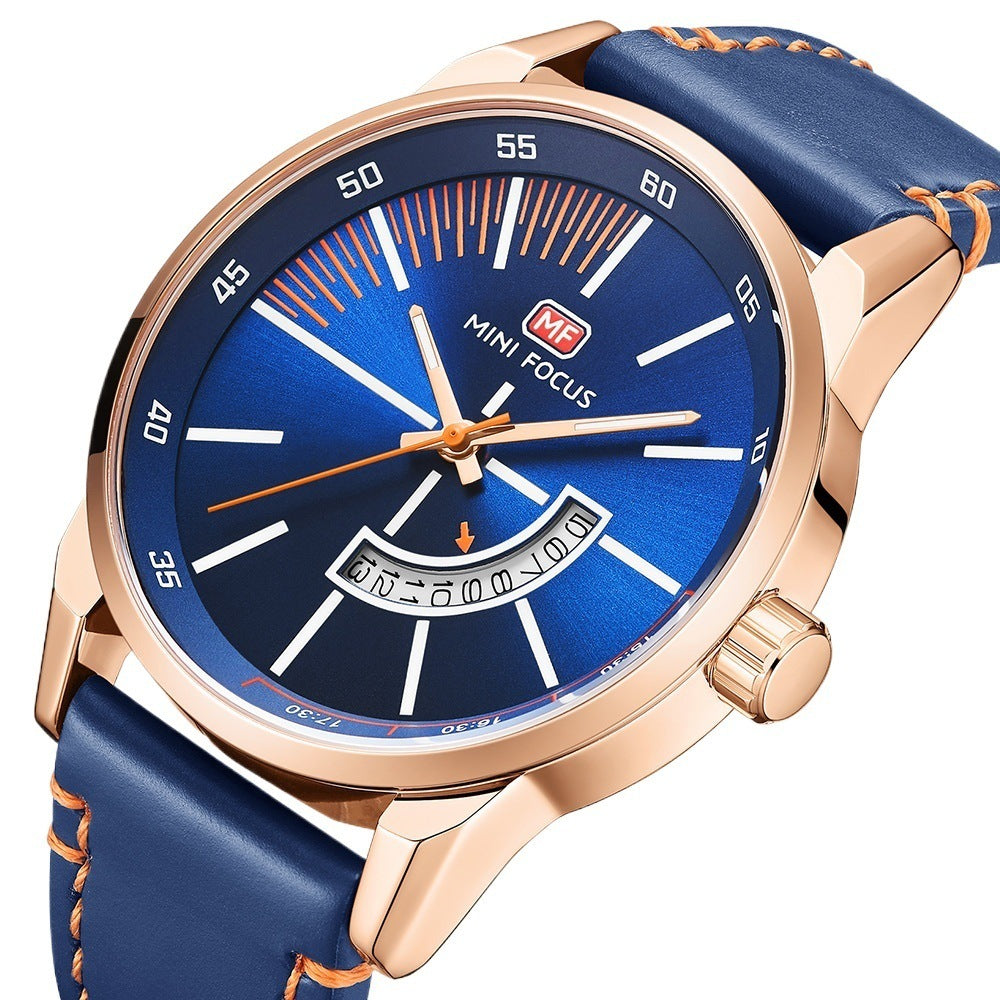 K Mens Sports Watch With Calendar Luminous Display Waterproof And Genuine Leather Strap