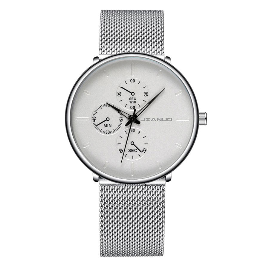 K Men's Mesh-band Quartz Casual Business Luminous Watch