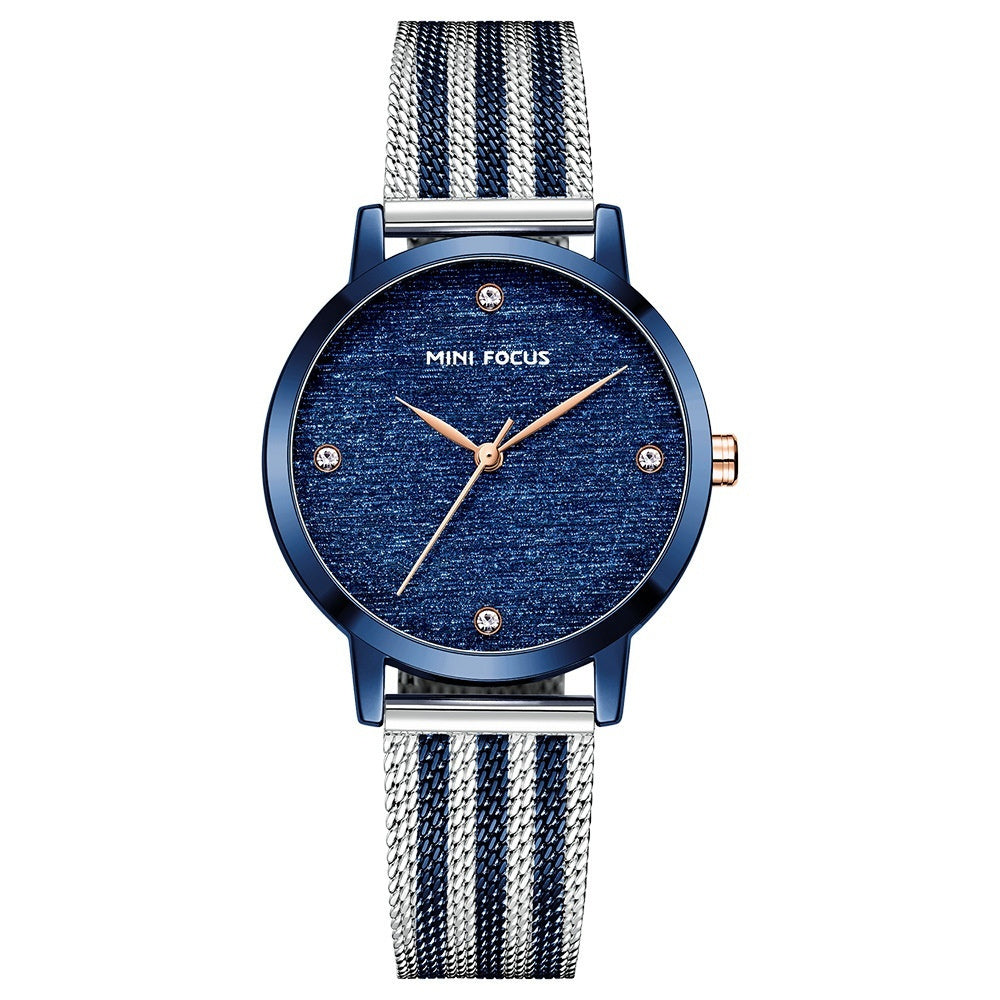 K Silk Dial Diamond-encrusted Mesh Strap Watch