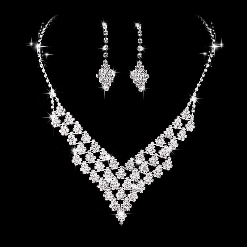 K Diamond-shaped Jewelry Necklace Bracelet Earrings For Women