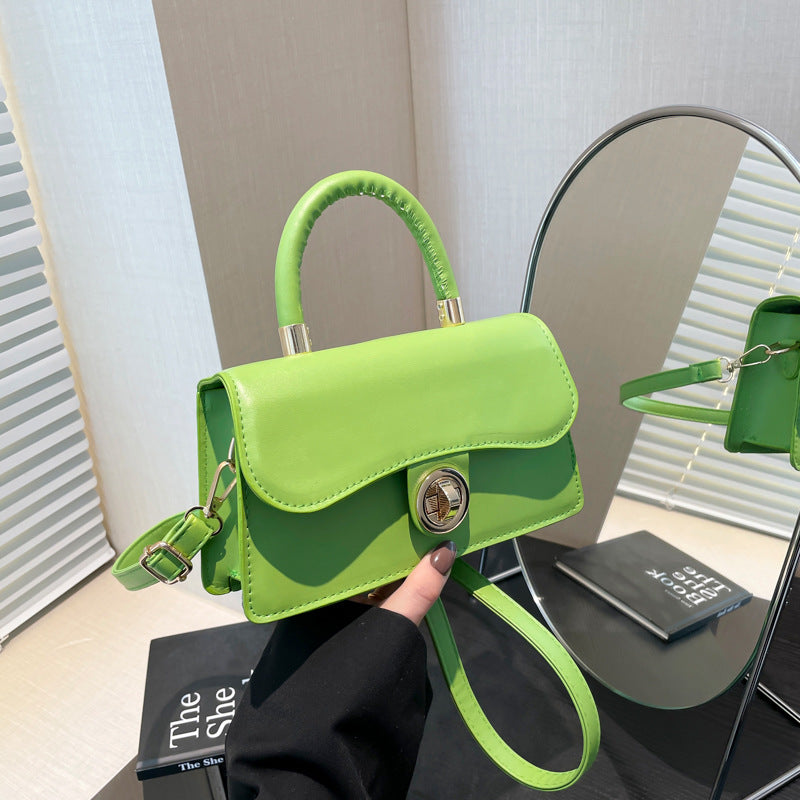 K Spring Womens Commuter Light-Luxury Solid-Colored Crossbody Bag With Lock Closure