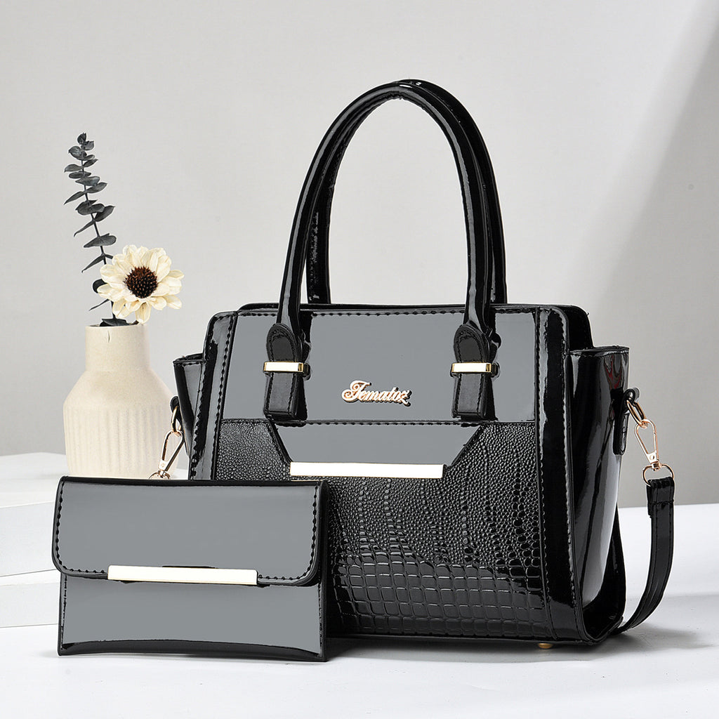 K Casual Womens Shoulder Bag Large-capacity Patent Leather Tote