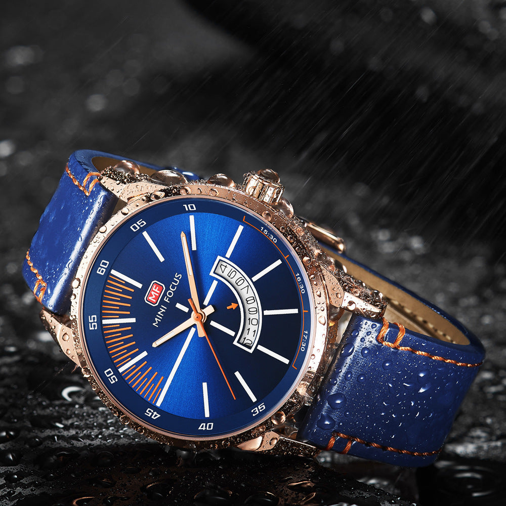 K Mens Sports Watch With Calendar Luminous Display Waterproof And Genuine Leather Strap
