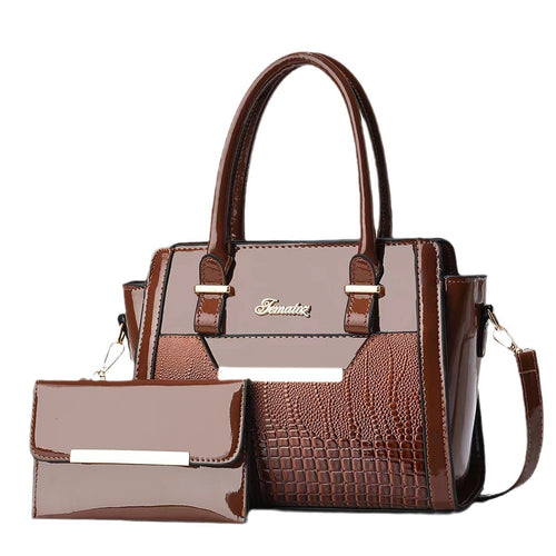 K Casual Womens Shoulder Bag Large-capacity Patent Leather Tote